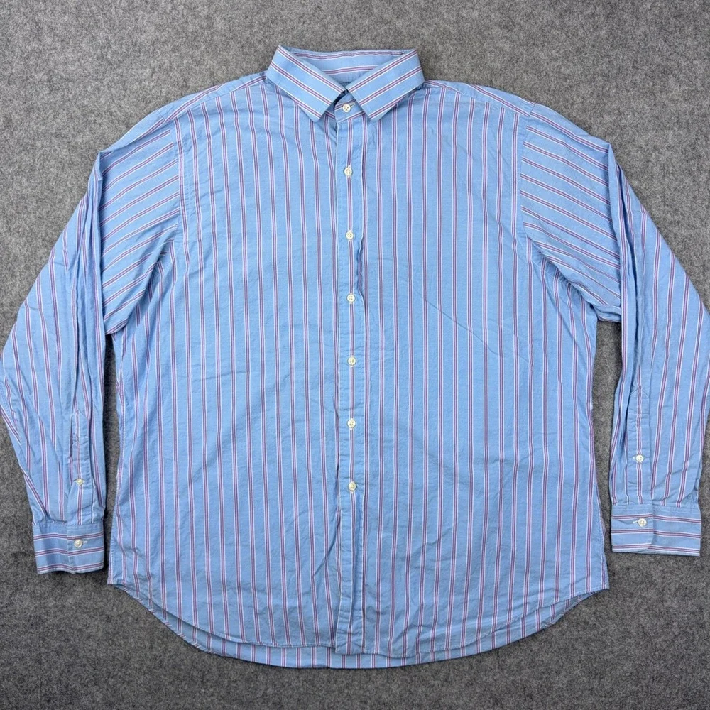 Polo Ralph Lauren Shirt Mens 2XL Blue Regent Classic Fit Striped Cotton Business